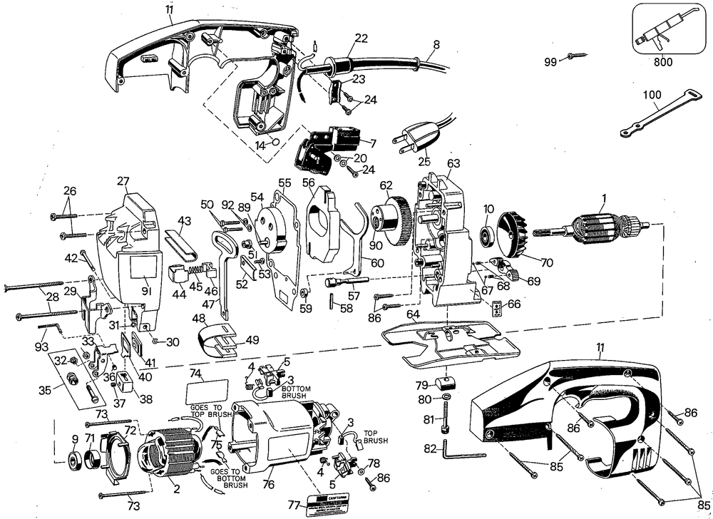 Page A Diagram and Parts List for 289-BDK Type 1 Black and Decker Reciprocating Saw
